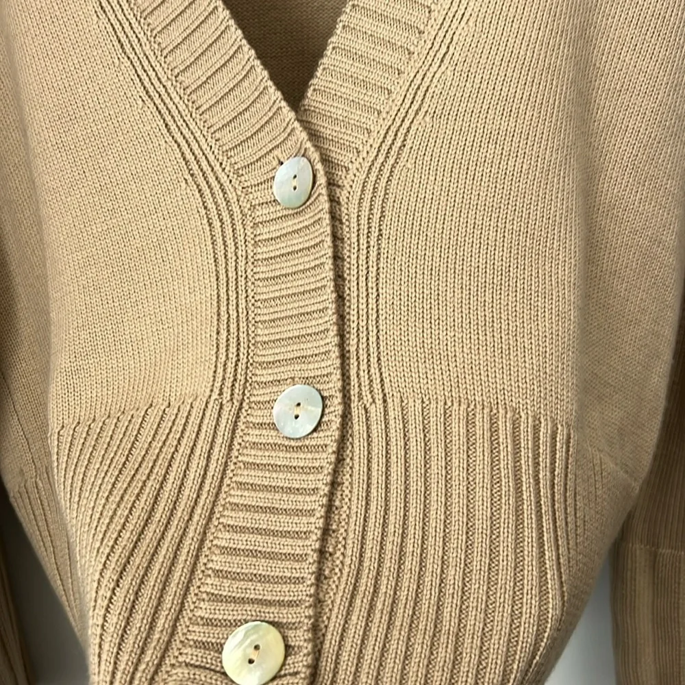 ElieTahari Beige Button-Up Women's Sweater